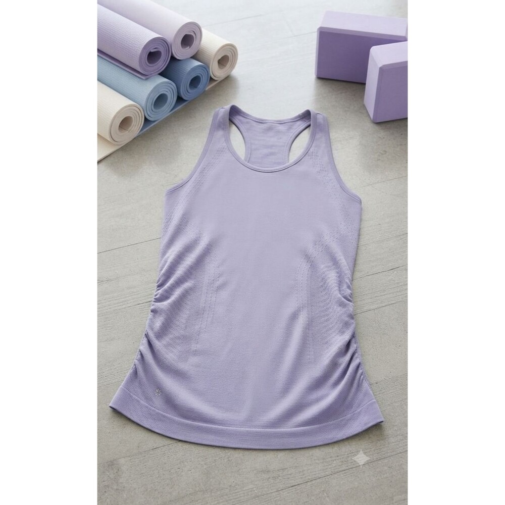 Athleta Speedlight Workout Tank Top Purple Ruched Racerback Size S Lightweight